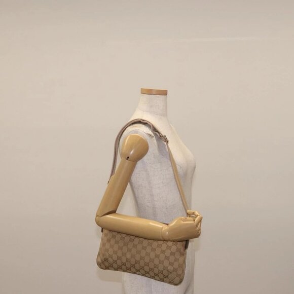 GUCCI GG Canvas Sherry Line Shoulder Bag Beige Gold 189749 001998 Auth yk19719 - Picture 1 of 16